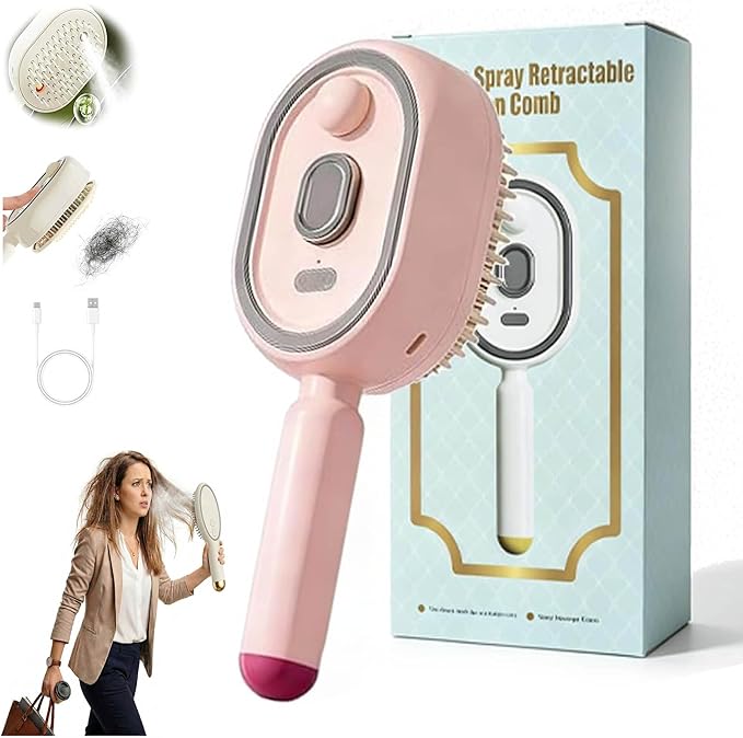 STEAM HAIR BRUSH WITH FREE HAIR OIL فرشاة شعر بالبخار مع زيت شعر مجاناً