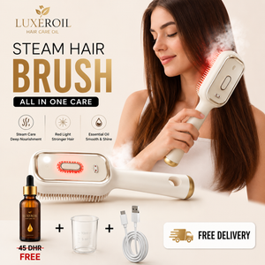 STEAM HAIR BRUSH WITH FREE HAIR OIL فرشاة شعر بالبخار مع زيت شعر مجاناً
