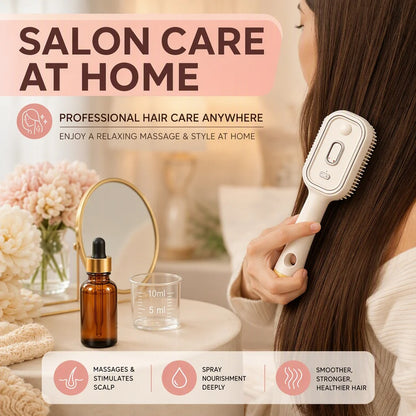 STEAM HAIR BRUSH WITH FREE HAIR OIL فرشاة شعر بالبخار مع زيت شعر مجاناً