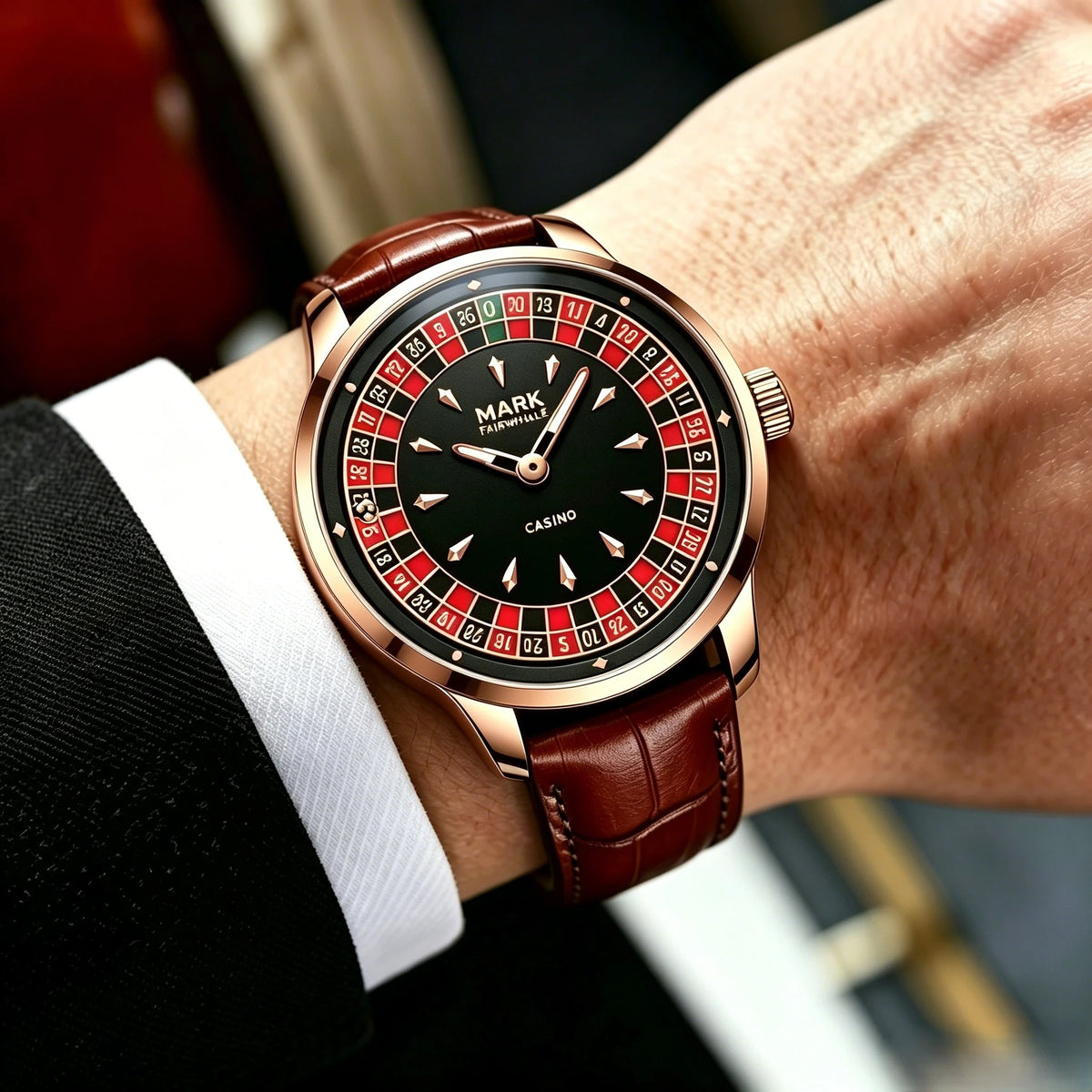 🎰 MARK Roulette Dial Watch – Luxury Casino-Inspired Men’s Watch ساعة MARK بتصميم الروليت