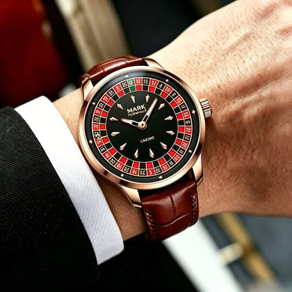 🎰 MARK Roulette Dial Watch – Luxury Casino-Inspired Men’s Watch ساعة MARK بتصميم الروليت