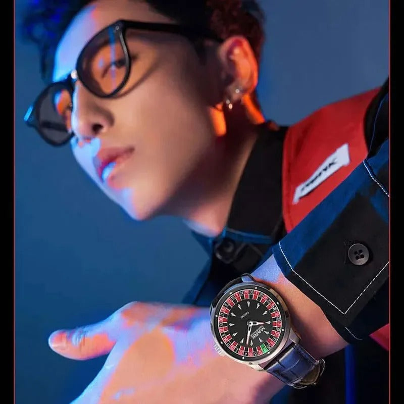 🎰 MARK Roulette Dial Watch – Luxury Casino-Inspired Men’s Watch ساعة MARK بتصميم الروليت