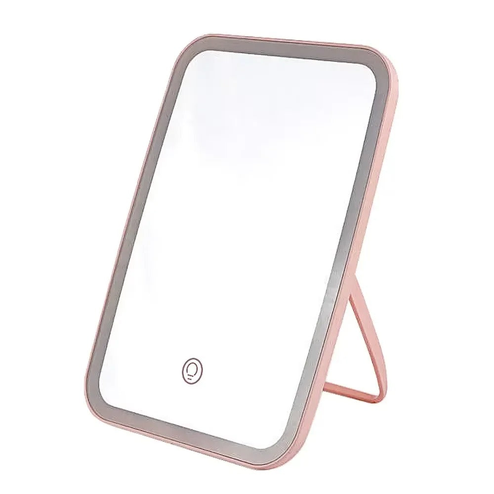 LumiGlow™ AuraFold LED Makeup Mirror – USB Rechargeable Vanity Mirror with 3 Light Modes