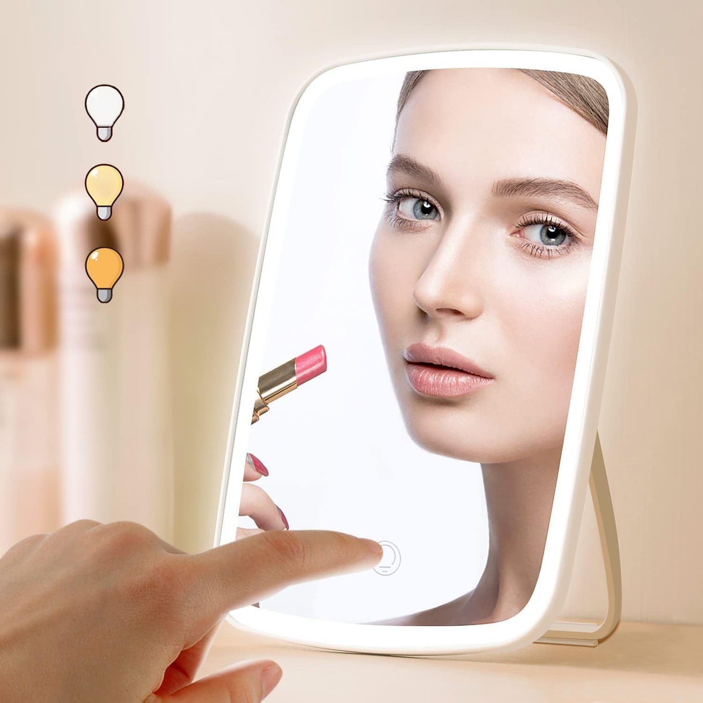 LumiGlow™ AuraFold LED Makeup Mirror – USB Rechargeable Vanity Mirror with 3 Light Modes