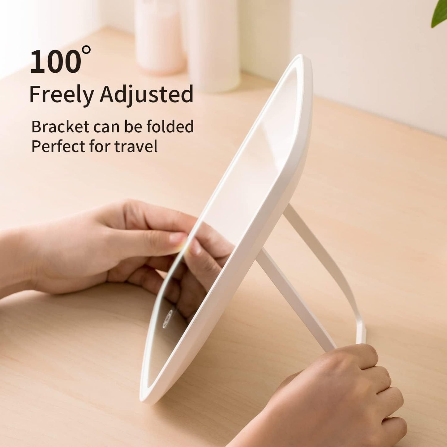 LumiGlow™ AuraFold LED Makeup Mirror – USB Rechargeable Vanity Mirror with 3 Light Modes